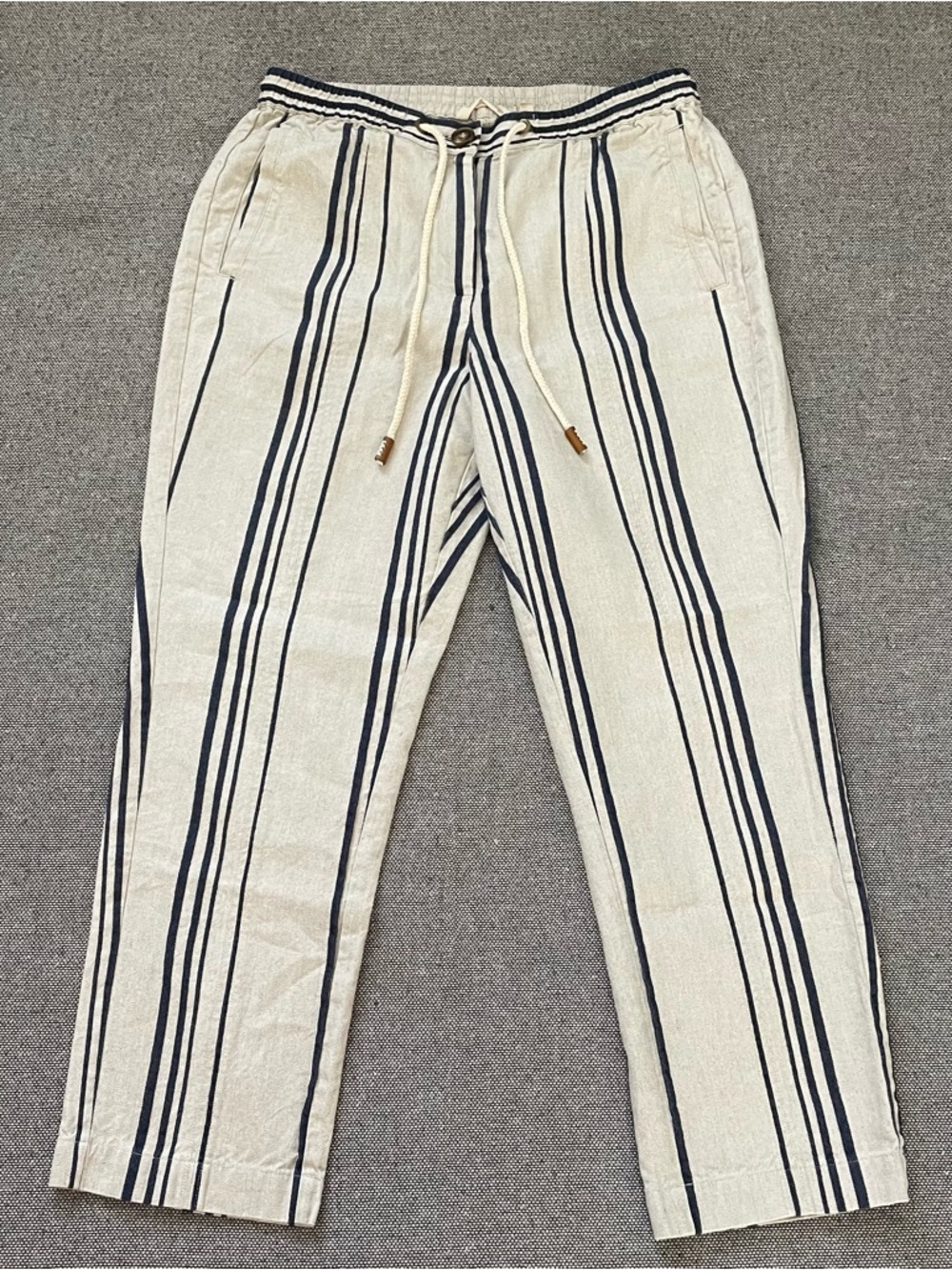 Soft Surroundings Navy and Cream Striped Drawstring Pants